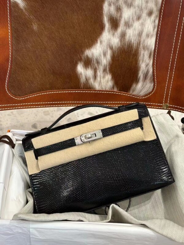 i1702700742_6508_0 Liu Factory Mini Kelly Pochette Lizard Leather CK89 Black Silver Hardware 22cm Full Handmade