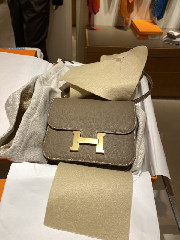 i1705032908_7878_0 Liu Factory Constance Epsom Leather Etoupe Grey Gold Hardware 18cm Full Handmade