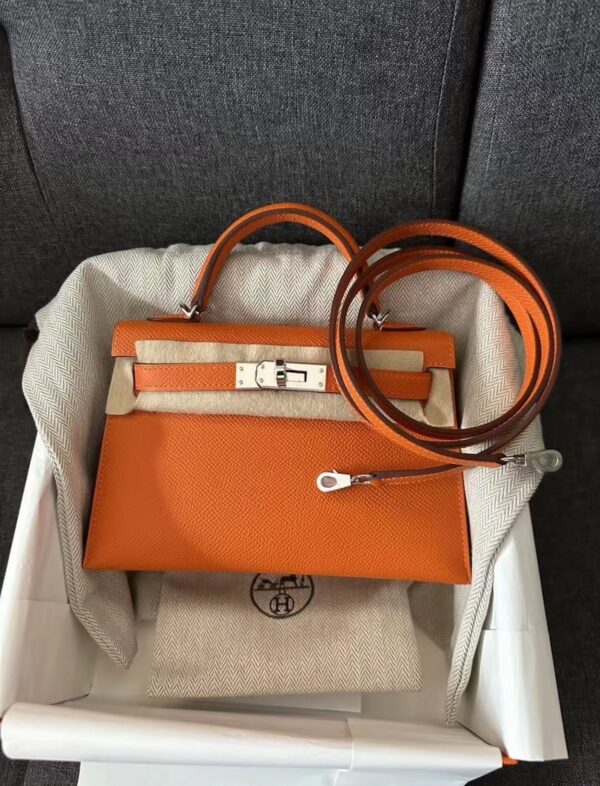 i1733372895_3802_0-1 Liu Factory Mini Kelly Epsom Leather Orange Silver Hardware 19cm Full Handmade