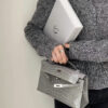i1736750379202_6606_0_0 Liu Factory Mini Kelly Pochette Shiny Porosus Crocodile Medium Grey Silver Hardware 22cm Full Handmade