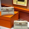 i1739343549546_3999_0_0 Liu Factory Mini Kelly Pochette Matte Alligator Crocodile Cream White Gold Hardware 22cm Full Handmade