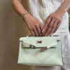 i1739771088113_7092_0_0 Liu Factory Kelly Pochette Swift Leather Light Green Silver Hardware 22cm Full Handmade