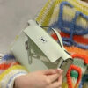i1739771109162_8422_0_0 Liu Factory Kelly Pochette Swift Leather Light Green Silver Hardware 22cm Full Handmade