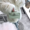 i1739771120666_7796_0_0 Liu Factory Kelly Pochette Swift Leather Light Green Silver Hardware 22cm Full Handmade