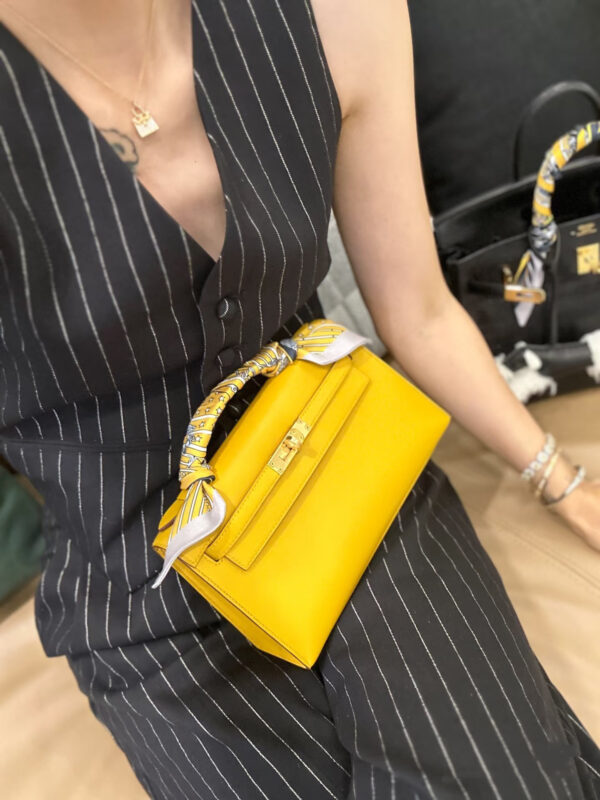 i1739771744947_9913_0_0 Liu Factory Kelly Pochette Swift Leather Lemon Yellow Light Gold Hardware 22cm Full Handmade