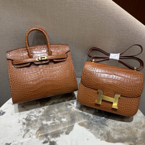 i1755312919368_5127_0_0 Liu Factory Factory Constance Matte Alligator Crocodile CK37 Golden Brown Gold Hardware 18cm Full Handmade
