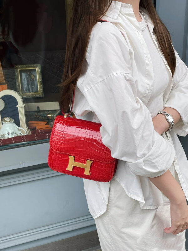 i1765077468914_7534_0_0 Liu Factory Constance Shiny Alligator Crocodile CK95 Ferrari Red Gold Hardware 18cm Full Handmade
