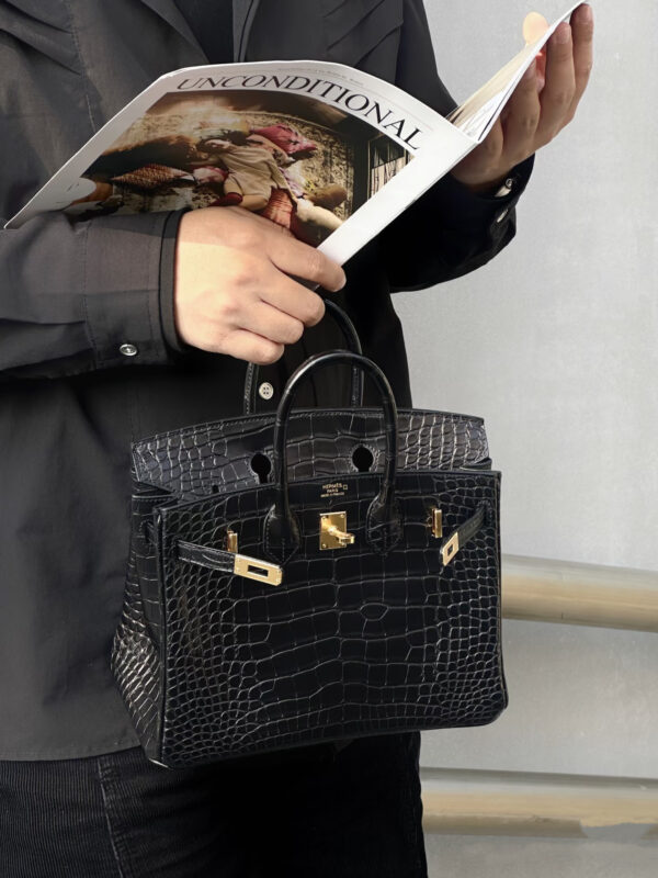 i1775360673956_3121_0_0 Liu Factory Birkin Matte Alligator Crocodile CK89 Black Gold Hardware 25cm Full Handmade