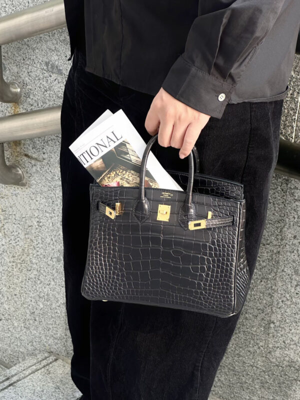 i1775360692168_9002_0_0 Liu Factory Birkin Matte Alligator Crocodile CK89 Black Gold Hardware 25cm Full Handmade