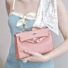 i1779858392106_366_0_0 Liu Factory Mini Kelly Pochette Ostrich Leather CK94 Cream Pink Silver Hardware 22cm Full Handmade