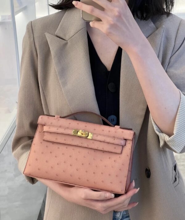 i1779858521457_2177_0_0 Liu Factory Mini Kelly Pochette Ostrich Leather CK94 Cream Pink Gold Hardware 22cm Full Handmade