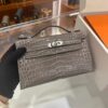 wsxc1746720667897_1 Liu Factory Mini Kelly Pochette Shiny Porosus Crocodile Medium Grey Silver Hardware 22cm Full Handmade