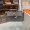 wsxc1746720667897_2 Liu Factory Mini Kelly Pochette Shiny Porosus Crocodile Medium Grey Silver Hardware 22cm Full Handmade