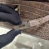 wsxc1746720667897_5 Liu Factory Mini Kelly Pochette Shiny Porosus Crocodile Medium Grey Silver Hardware 22cm Full Handmade