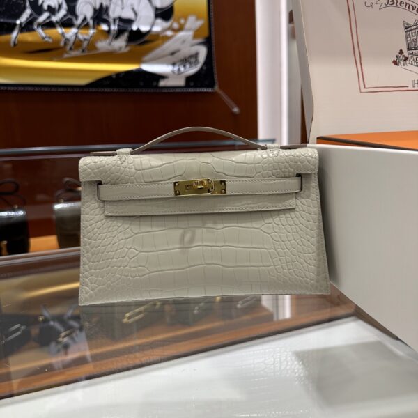wsxc1746720983582_0-1 Liu Factory Mini Kelly Pochette Matte Alligator Crocodile Cream White Gold Hardware 22cm Full Handmade