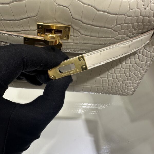 wsxc1746720983583_5 Liu Factory Mini Kelly Pochette Matte Alligator Crocodile Cream White Gold Hardware 22cm Full Handmade