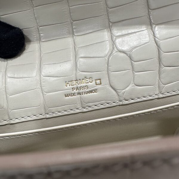 wsxc1746720983583_6 Liu Factory Mini Kelly Pochette Matte Alligator Crocodile Cream White Gold Hardware 22cm Full Handmade