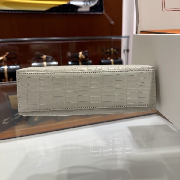 wsxc1746720983583_8 Liu Factory Mini Kelly Pochette Matte Alligator Crocodile Cream White Gold Hardware 22cm Full Handmade