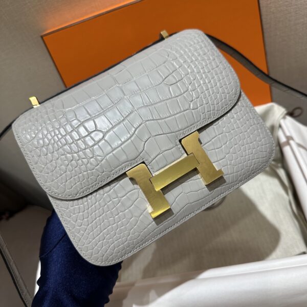 wsxc1763744088217_3 Liu Factory Factory Constance Matte Alligator Crocodile CK80 Pearl Grey Gold Hardware 18cm Full Handmade