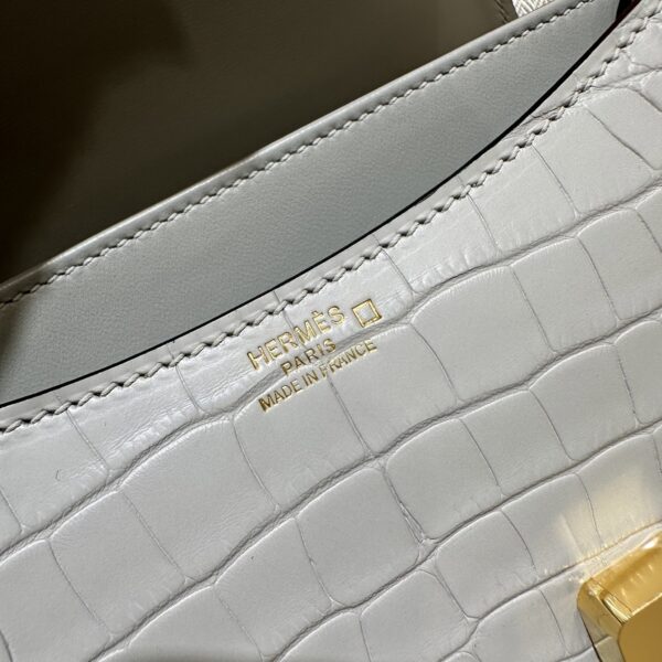 wsxc1763744088217_8 Liu Factory Factory Constance Matte Alligator Crocodile CK80 Pearl Grey Gold Hardware 18cm Full Handmade