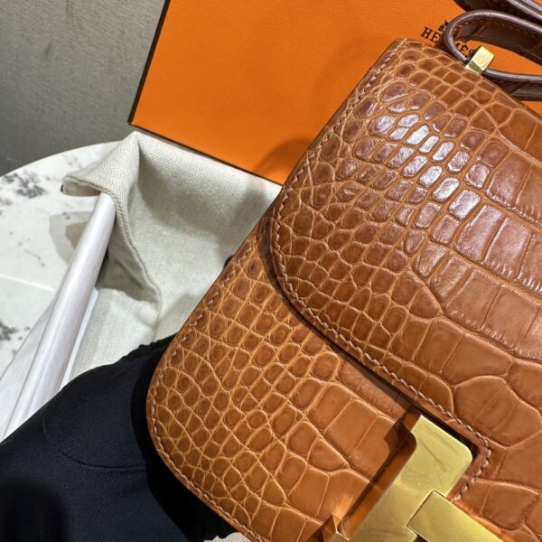 wsxc1763744177091_5 Liu Factory Factory Constance Matte Alligator Crocodile CK37 Golden Brown Gold Hardware 18cm Full Handmade