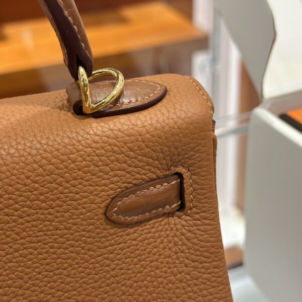 wsxc1764078251820_2 Liu Factory Factory Kelly Touch Togo & Matte Crocodile CK37 Golden Brown Silver Hardware 25cm Full Handmade