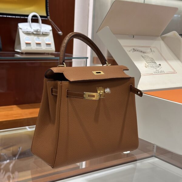 wsxc1764078251820_3 Liu Factory Factory Kelly Touch Togo & Matte Crocodile CK37 Golden Brown Silver Hardware 25cm Full Handmade