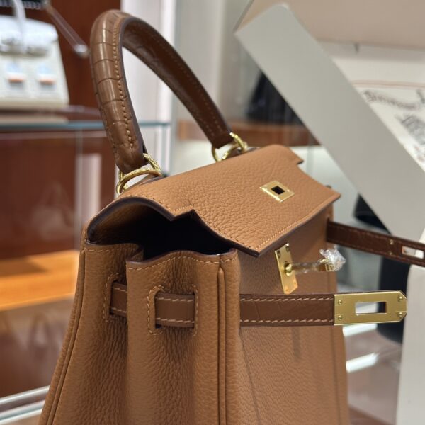 wsxc1764078251820_4 Liu Factory Factory Kelly Touch Togo & Matte Crocodile CK37 Golden Brown Silver Hardware 25cm Full Handmade