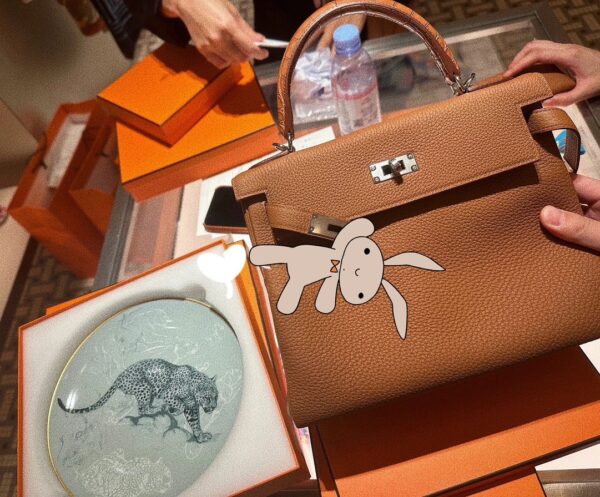 wsxc1764078254998_0 Liu Factory Factory Kelly Touch Togo & Matte Crocodile CK37 Golden Brown Silver Hardware 25cm Full Handmade