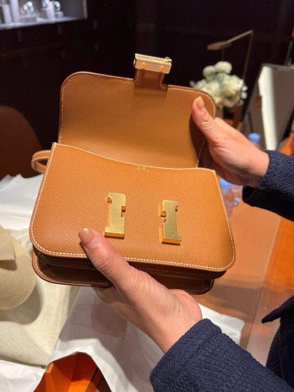 wsxc1773825553342_2 Liu Factory Constance Epsom Leather Golden Brown Gold Hardware 18cm Full Handmade