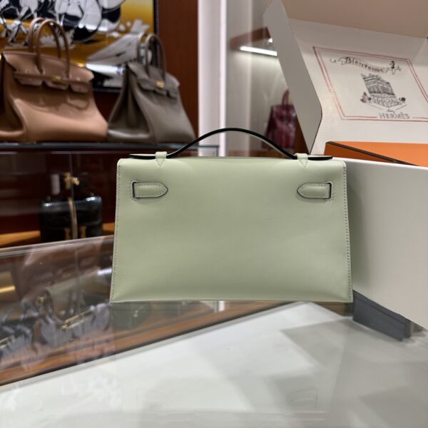 wsxc1774173150302_1 Liu Factory Kelly Pochette Swift Leather Light Green Silver Hardware 22cm Full Handmade