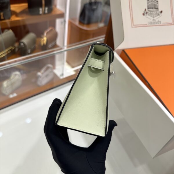 wsxc1774173150302_2 Liu Factory Kelly Pochette Swift Leather Light Green Silver Hardware 22cm Full Handmade