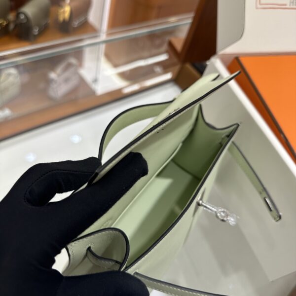 wsxc1774173150302_5 Liu Factory Kelly Pochette Swift Leather Light Green Silver Hardware 22cm Full Handmade