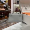 wsxc1774173204707_1 Liu Factory Kelly Pochette Swift Leather T0 Grayish Blue Silver Hardware 22cm Full Handmade