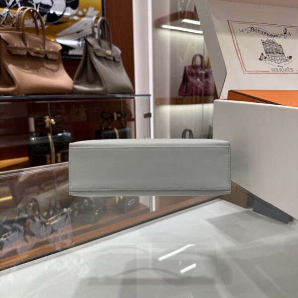 wsxc1774173204707_4 Liu Factory Kelly Pochette Swift Leather T0 Grayish Blue Silver Hardware 22cm Full Handmade