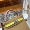 wsxc1774372274549_2 Liu Factory Mini Kelly Epsom Leather Brown & Pink & Yellow Silver Hardware 19cm Full Handmade