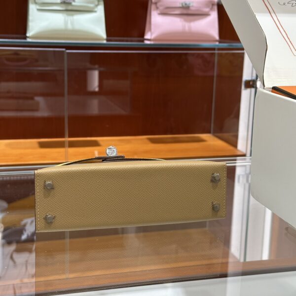 wsxc1774372274549_5 Liu Factory Mini Kelly Epsom Leather Brown & Pink & Yellow Silver Hardware 19cm Full Handmade