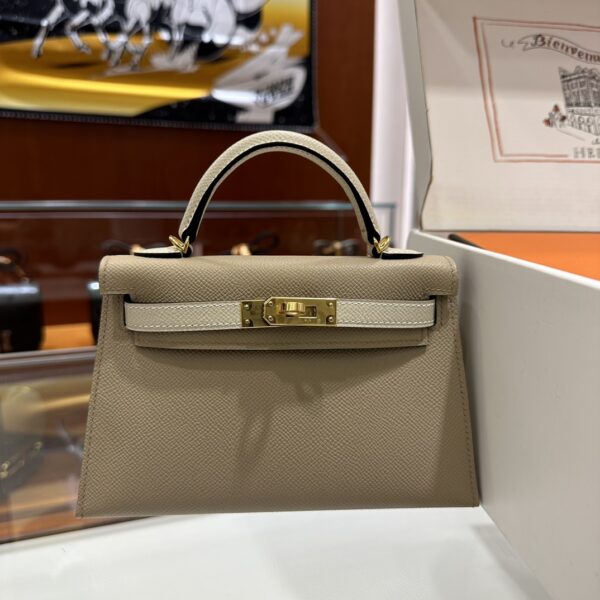wsxc1774372297851_0 Liu Factory Mini Kelly Epsom Etoupe Grey & Cream White Gold Hardware 19cm Full Handmade
