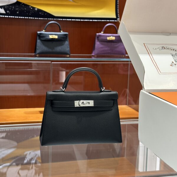 wsxc1774720686166_0-1 Liu Factory Mini Kelly Epsom Leather CK89 Black Silver Hardware 19cm Full Handmade