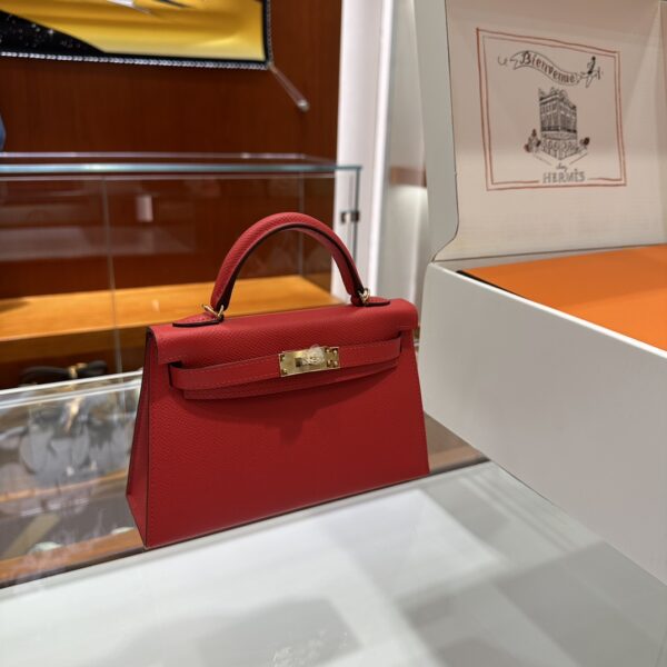 wsxc1774720710439_0 Liu Factory Mini Kelly Epsom Leather Bright Red Gold Hardware 19cm Full Handmade