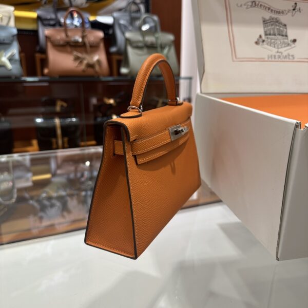 wsxc1774720737842_1 Liu Factory Mini Kelly Epsom Leather Orange Silver Hardware 19cm Full Handmade