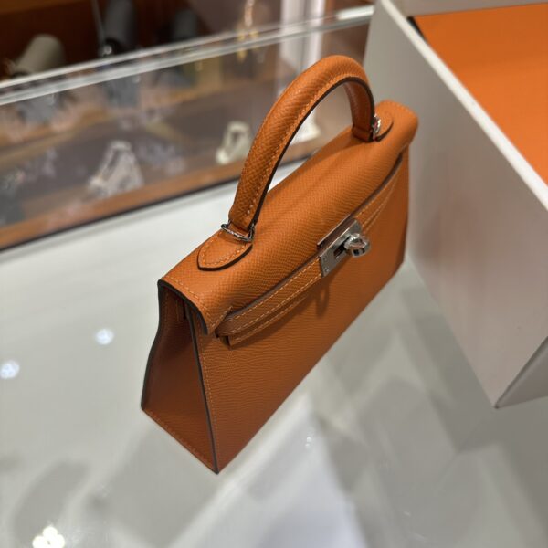 wsxc1774720737842_5 Liu Factory Mini Kelly Epsom Leather Orange Silver Hardware 19cm Full Handmade