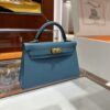 Liu Factory Mini Kelly Epsom Leather Sky Blue Gold Hardware 19cm Full Handmade