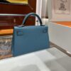 Liu Factory Mini Kelly Epsom Leather Sky Blue Gold Hardware 19cm Full Handmade