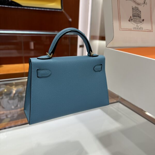 Liu Factory Mini Kelly Epsom Leather Sky Blue Gold Hardware 19cm Full Handmade