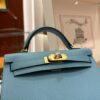 Liu Factory Mini Kelly Epsom Leather Sky Blue Gold Hardware 19cm Full Handmade