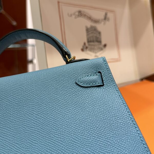 Liu Factory Mini Kelly Epsom Leather Sky Blue Gold Hardware 19cm Full Handmade