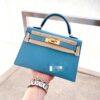 Liu Factory Mini Kelly Epsom Leather Sky Blue Gold Hardware 19cm Full Handmade