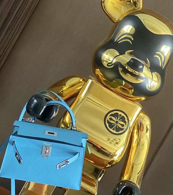 Liu Factory Mini Kelly Epsom Leather Sky Blue Gold Hardware 19cm Full Handmade