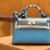 Liu Factory Mini Kelly Epsom Leather Sky Blue Gold Hardware 19cm Full Handmade